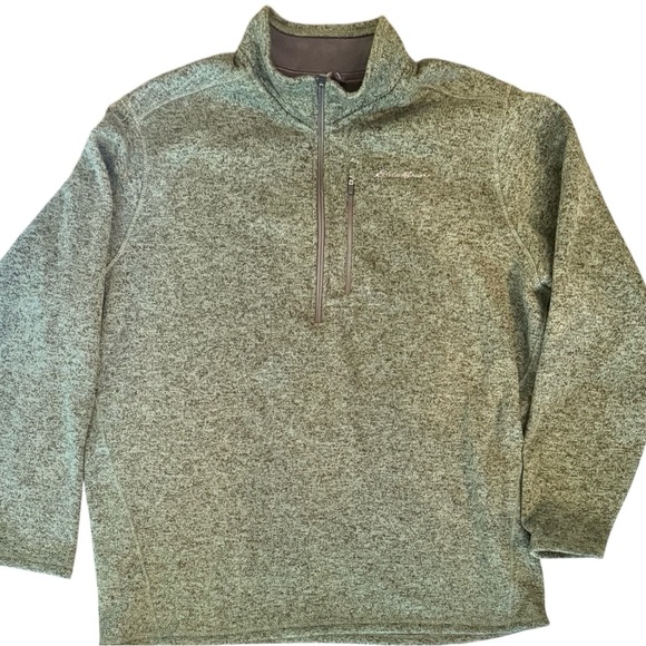 Eddie Bauer 1/4 olive green marbled zip fleece long sleeve pullover sweater 3XLT - Picture 4 of 8